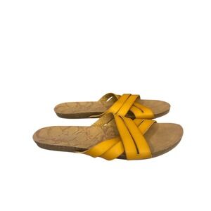 Blowfish Malibu Yellow Crisscross Strap Cork Footbed Slide Sandals Women's 9.5
